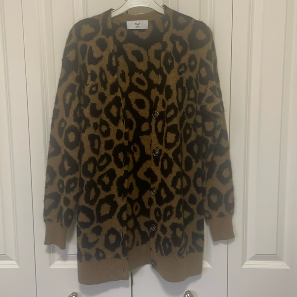TNA - Aritzia Long leopard print/ animal Print Cardigan